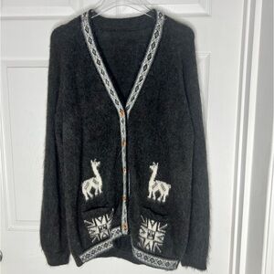 Unbranded Gray Lama Button Up Sweater Sz L